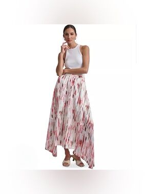 NWT DKNY Handkerchief-Hem Paint Stroke Printed Maxi Skirt